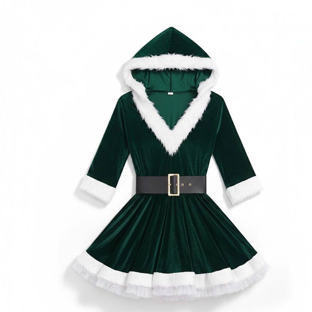 Women'S Xmas Winter Half Sleeve Costume Dress | Red Ladies Christmas Fancy Dress, Polyester, Limited Edition New Year'S Countdown, Black Friday Deals, Entertaining at Home.