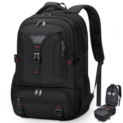 NUBILY 17.3-Inch Men'S Laptop Backpack, 50L Travel Pack, Large Work Backpack for School, College, Business - Non-Food Contact, Black Oxford Fabric with Mesh Windows, Zipper Closure, TSA-Compliant, College Backpack   Sleek Bac