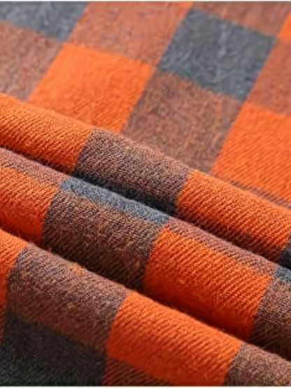 Plaid Shirt Coat For Men Long Sleeve Casual Regular Fit Button Up Hooded Shirts Jacket