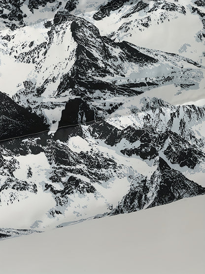 Men's Winter Mountain Camo Hooded Jacket with Insulating Polyester Fill - Stand Collar & Zippered Pockets, Machine Washable Outdoor Coat for Hiking, Camping, Casual Wear - White/Black/Gray (Regular Fit) by Ocean Muai Xing