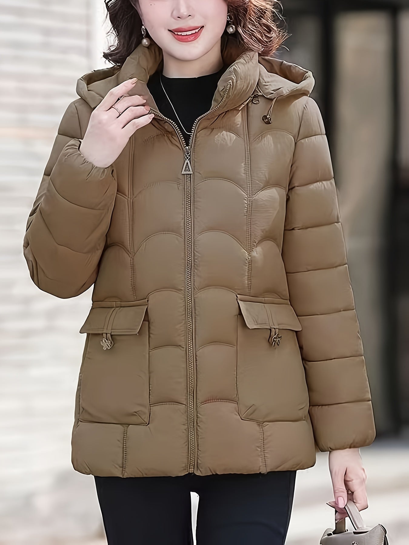 Women'S Elegant Winter Coat - Lightweight Thermal Jacket with Full-Zip Front, Long Sleeve Cold Weather Outerwear for Everyday & Formal Events - All-Season, Machine Washable Women'S Clothing, Ladies Winter Coats, Geometric Pat
