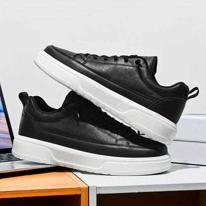 Men's Shoes, Business Casual Low-Top Sneakers for Men - Solid Color Versatile Casual Thick-Soled Lace-Up Shoes, Daily Fashion Simple Trendy Men's Shoes