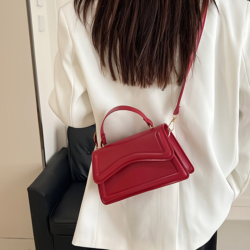 Fresh and trendy small square bag, one shoulder crossbody bag, youthful and sweet style, magnetic buckle closure bag, solid color, internet famous and popular bag