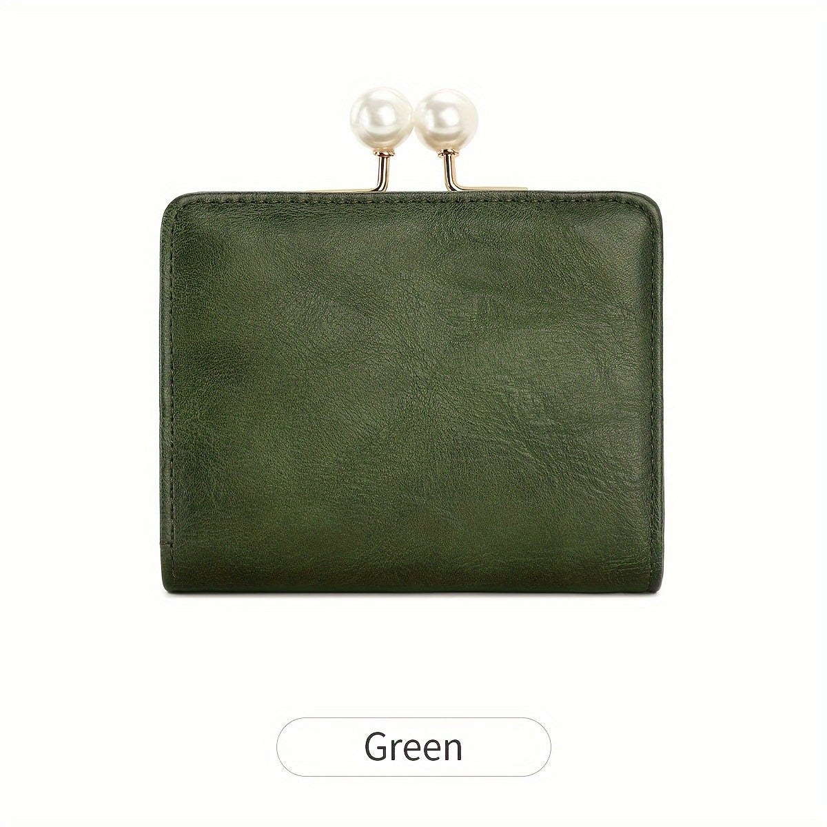 Women's Wallet Short Compact Three Layer LargeCapacity Retro Pearl Wallet High Quality PU Multi Card Seat/Coin ZeroWallet