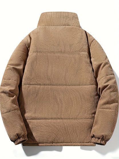 Men'S Heavyweight Winter Jacket - Thermal Insulated Cold Weather Coat with Full-Zip Closure, Front Zipper Pocket - Brown Outer Shell for Everyday & Formal Use - Non-Stretch Fabric Construction - Fall/Winter Outerwear, Winter