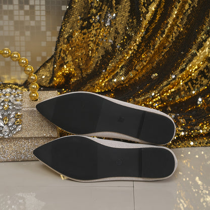 Women's Pointed-Toe Slip-On Flat Shoes with Soft Rubber Sole