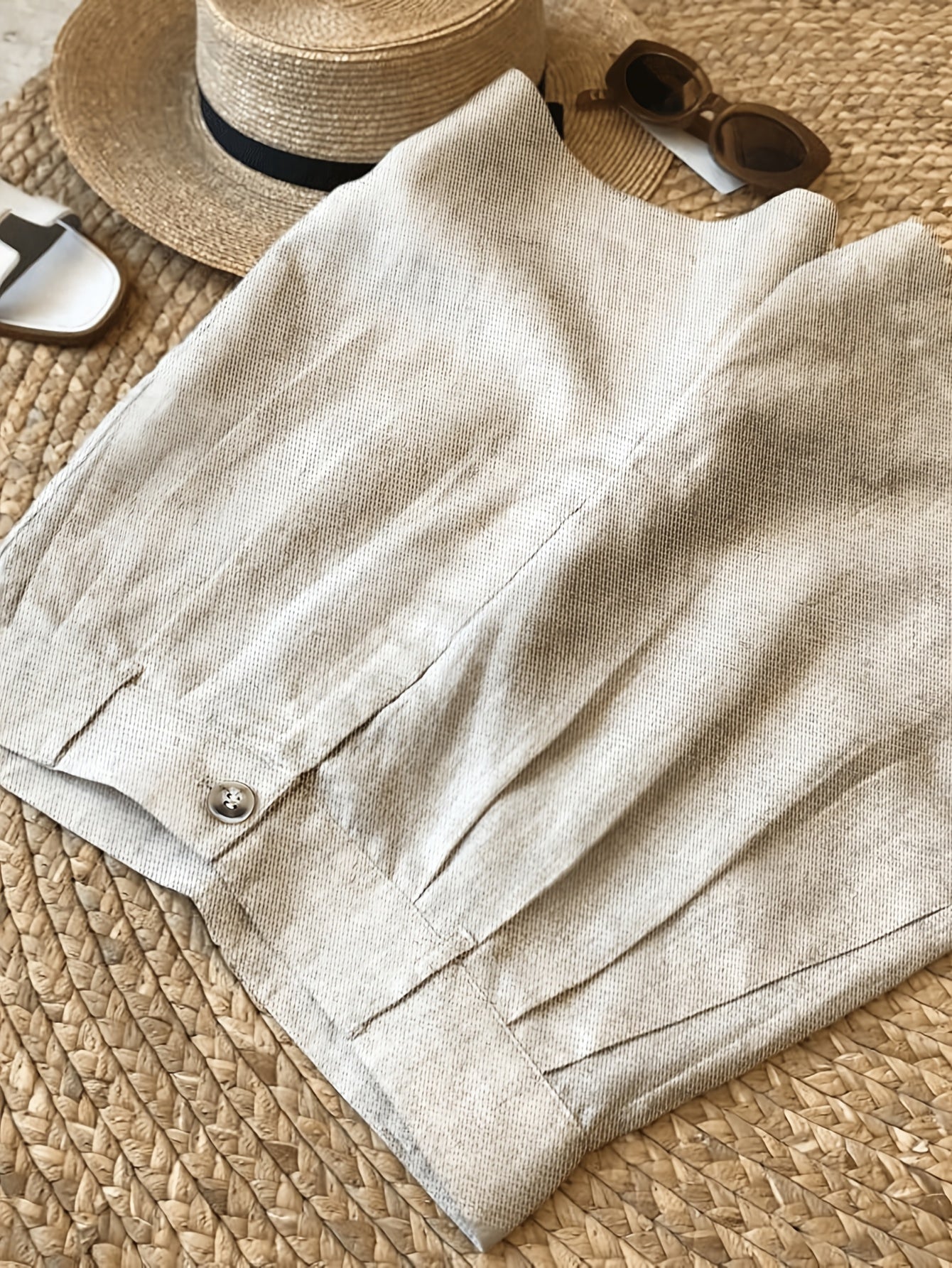 Elegant Women’s Linen Blend Summer Shorts with Pockets