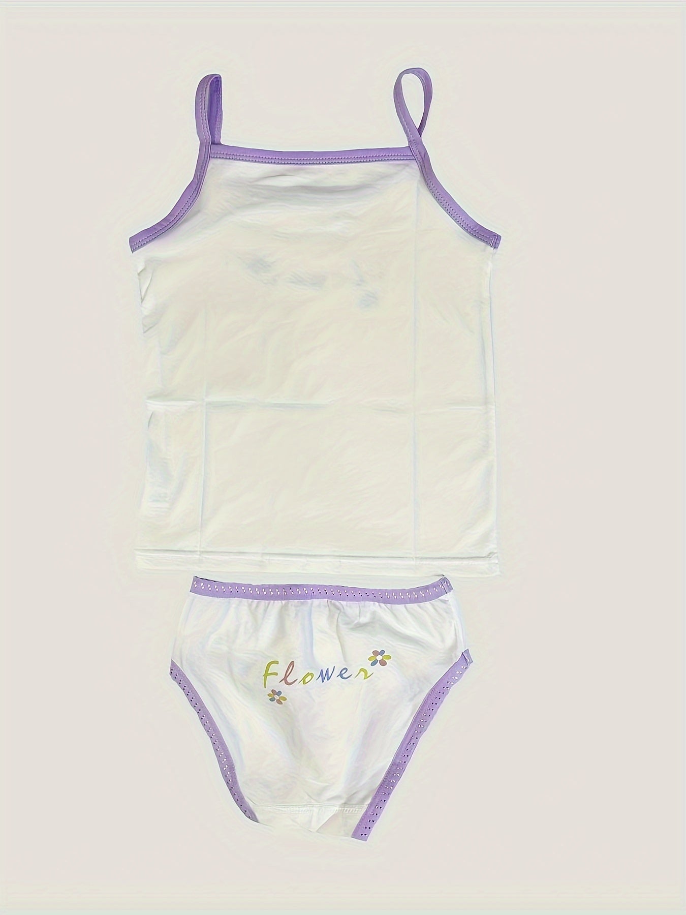 Girls' Cotton Playful Suspender Underwear Set with Bow Detail