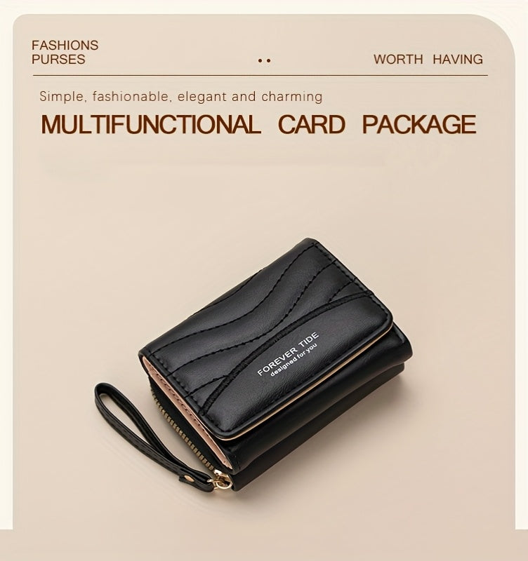 New Women's Fashion Minimalist Foldable Coin Purse with Clasp Design, Large Capacity, 6 Colors Available