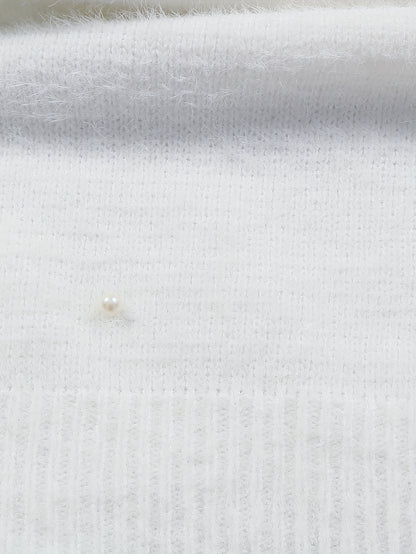 Plus Size - Women'S Cozy Yellow V-Neck Sweater with Pearl Buttons & Fleece-Lined Cuffs - Asymmetrical Hem, Geometric Pattern, Casual Winter Pullover for Casual Attire, Winter Apparel | Vneck Sweater | Pearl Button Details, Sw