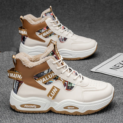 Men's Winter Snow Boots with Thick & Height Increase - Heavy-Duty PU Upper, -Absorbing PVC Sole, Lace-Up Ankle for Ice Traction - Outdoor Ice Skating,, Daily Use (Warm Mid-Calf/Ankle-High)