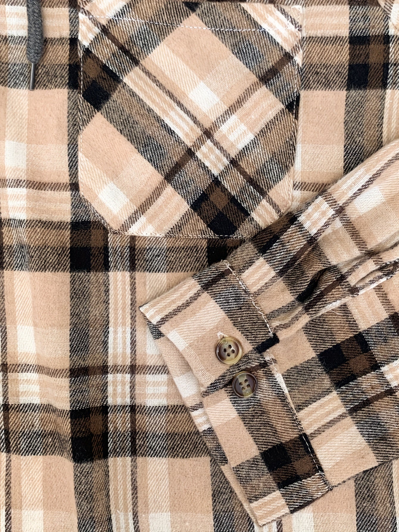 Plaid Shirt Coat For Men Long Sleeve Casual Regular Fit Button Up Hooded Shirts Jacket