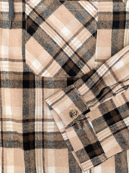 Plaid Shirt Coat For Men Long Sleeve Casual Regular Fit Button Up Hooded Shirts Jacket