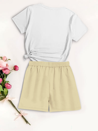 Summer Women's Casual 2-Piece Set with Cartoon Print