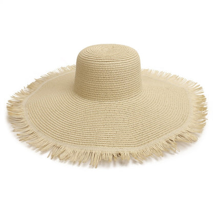 Women's Wide-Brim Straw Sun Hat Lightweight Foldable Beach Hat