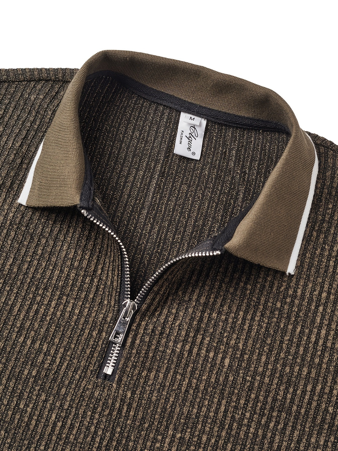 Men's Fashion Shirt, Spring/Summer Outdoor Casual Textured Ribbed Fabric, Contrast Color Ribbed Patchwork Zipper Design Collar Short Sleeve Men's Shirt - ayq