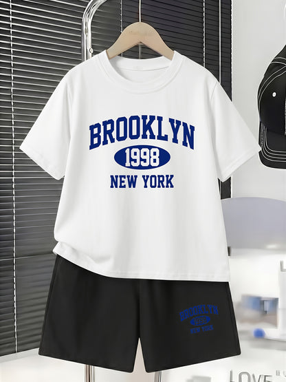 Boys' Cotton T-Shirt & Shorts Set Casual Spring Summer Outfit