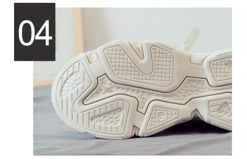 Women's Plush Fleece-Lined High-Top Sneakers - Thick-Soled Winter Warm Lace-Up Shoes with PU Upper & Cushioned PVC Sole, White/Black/Grey Chunky Dad Shoes (Cozy Round Toe) - Instagram Trendy Winter Footwear by I Trend