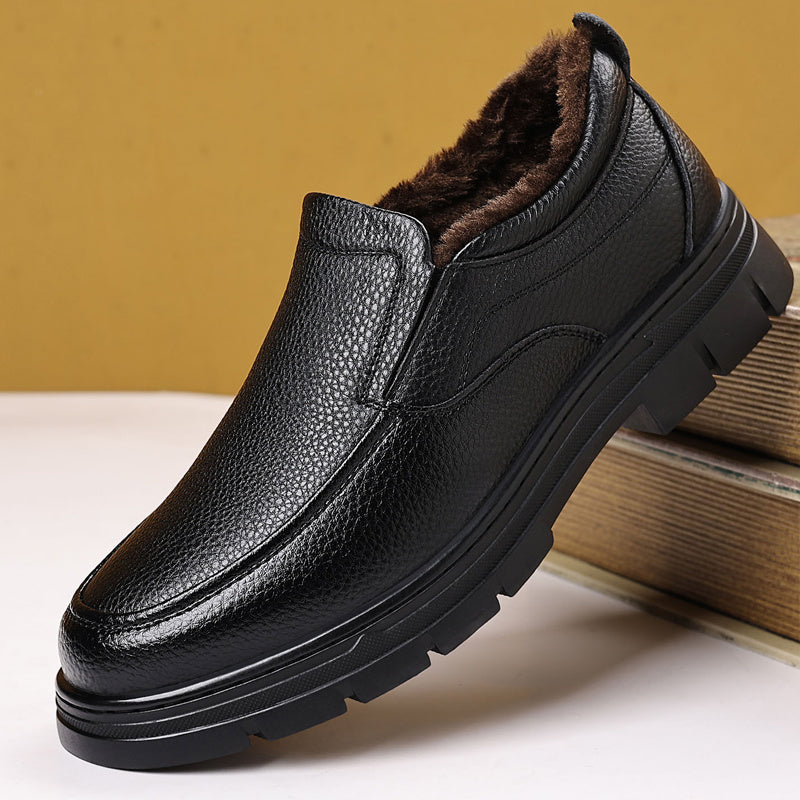 Men's Casual Leather Loafers with Warm Winter Interior