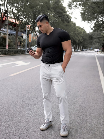 Men's Quick-Dry Gym T-Shirt - Muscle Crew Neck Workout Shirt, Stretch Athletic Tee for Weightlifting, Running, Training - Non-See-Through Muscle Builder Top (Hand Wash/Dry Clean) - Ideal for Gym  Casual Outfits, Gym Shirt, A
