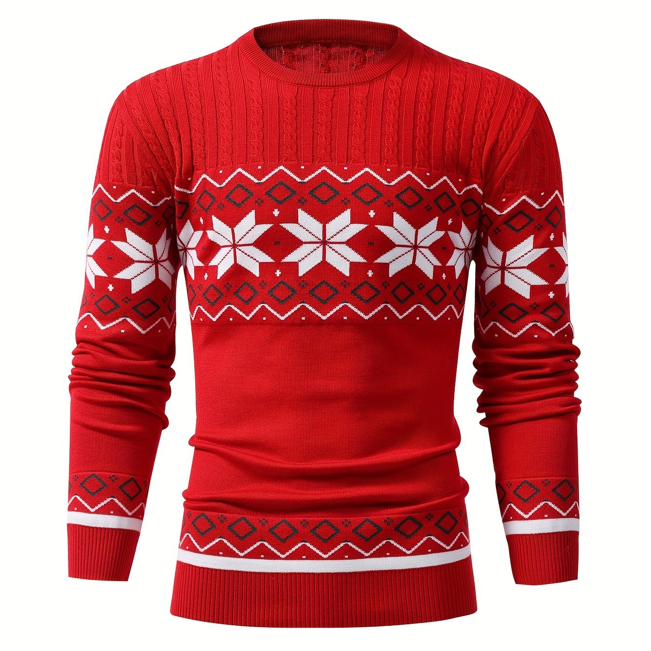 Men'S Jacquard Casual Knitted Warm Top