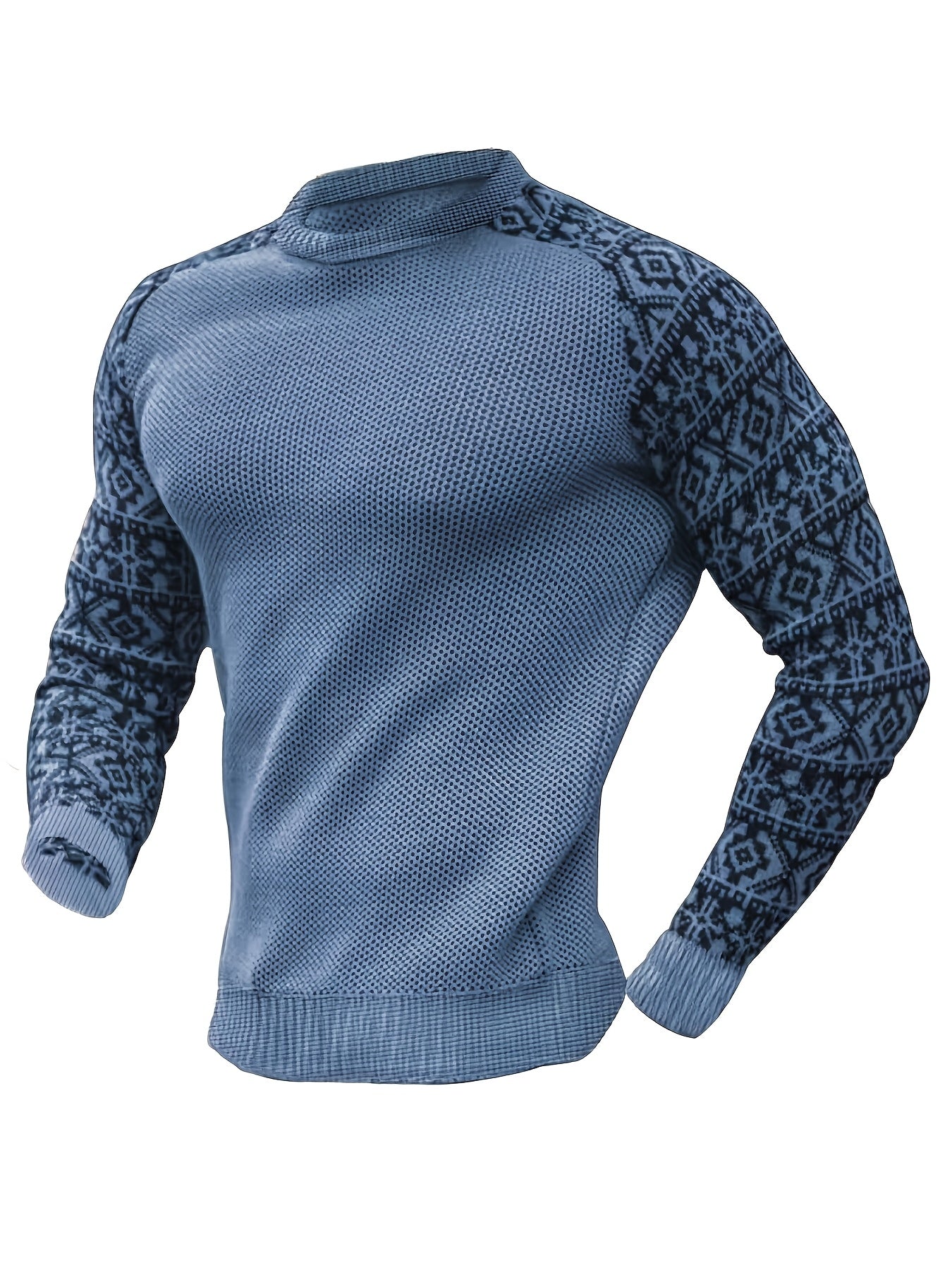 Men'S Long-Sleeve T-Shirt in a Heavy Waffle Knit for Autumn, Perfect for Casual Wear