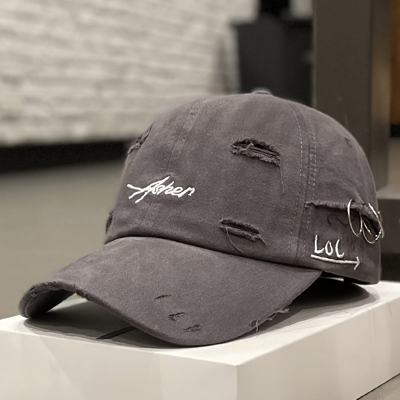 1/2pcs Vintage Ripped Baseball Cap Washed Distressed Dad Hats Letter Embroidery Hip Hop Sun Hats for Women & Men