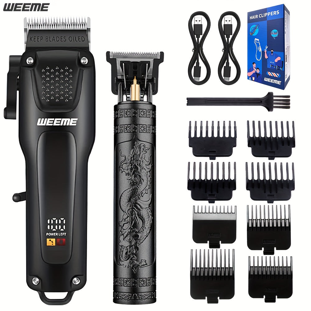 WEEME 2pcs/3pcs Grooming Kit Electric Hair Clipper + Beard Trimmer + Shaver + Nose Hair Trimmer, USB Rechargeable with LCD Display | Perfect Gift for Dad, Husband, Boyfriend (Father's Day/Birthday) - ayq