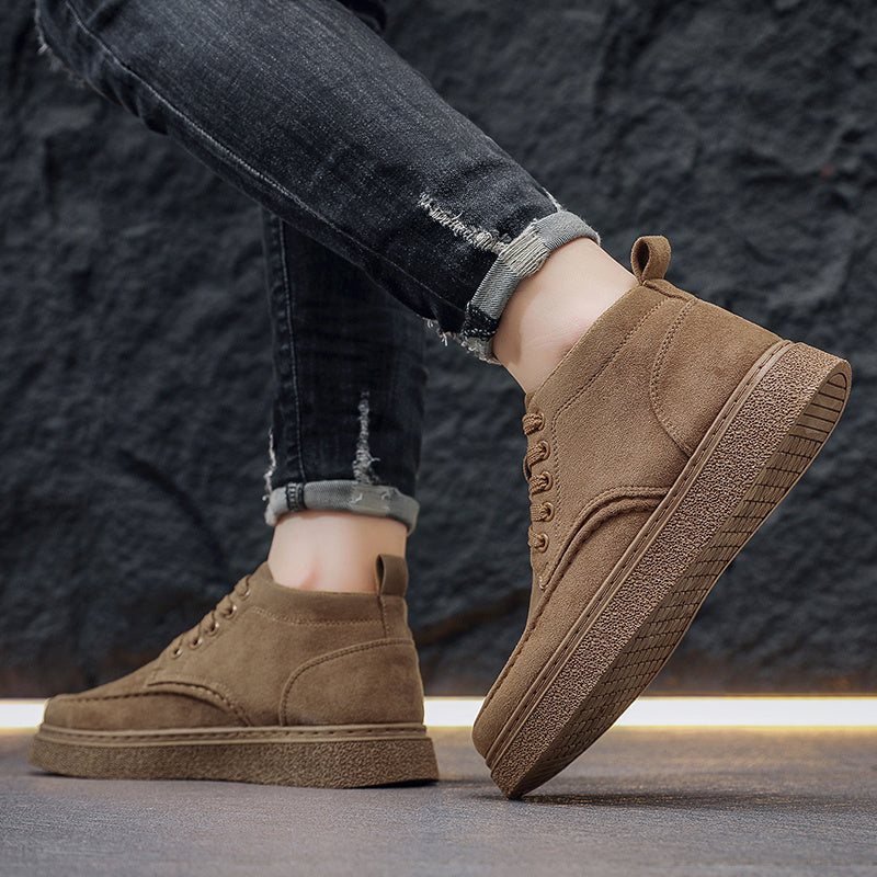 Men's High-Top Casual Ankle Boots, Lightweight PU, All-Season