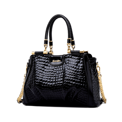 Elegant Women's Genuine Leather Tote Bag with Detachable Strap