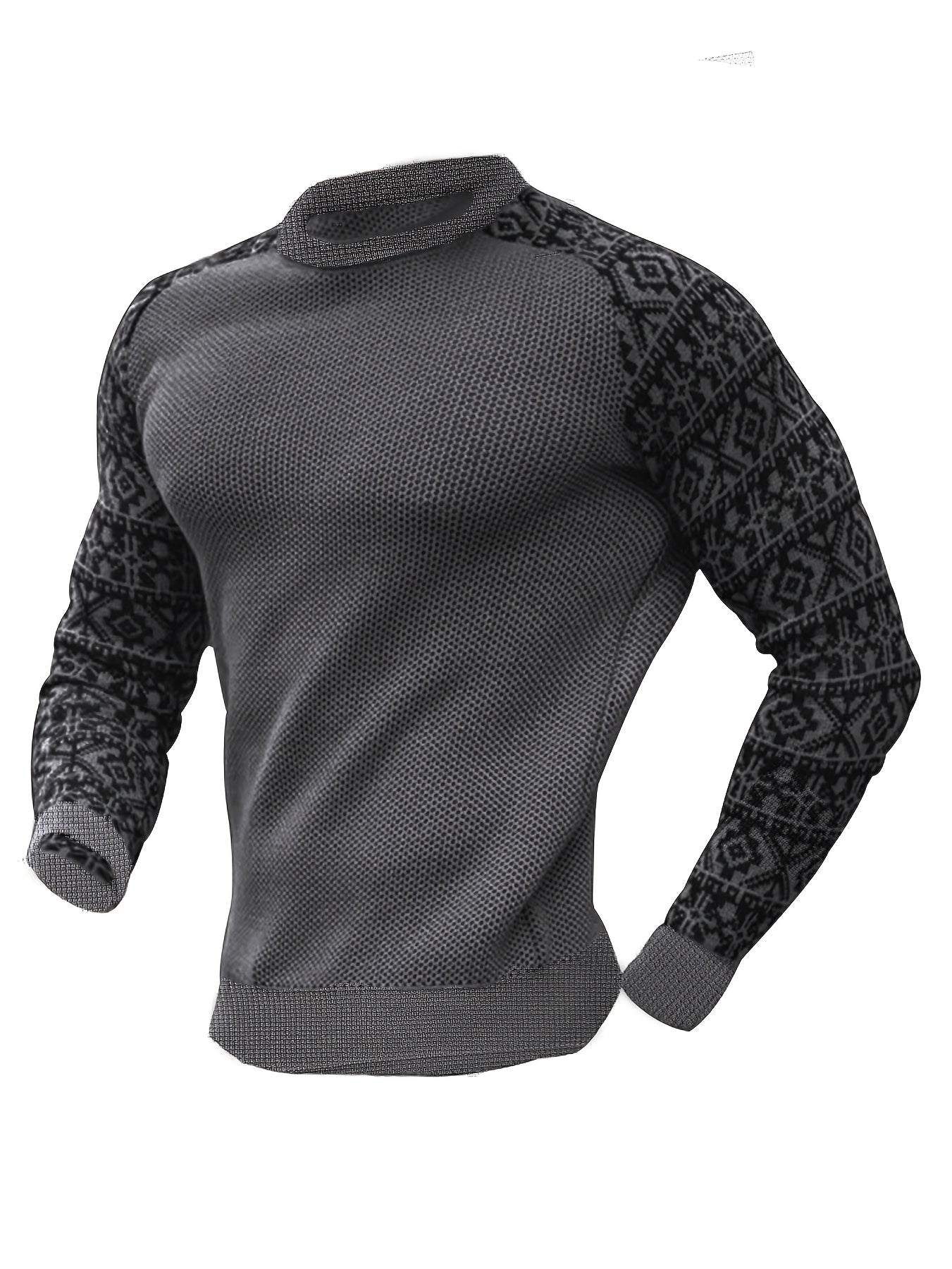Men'S Long-Sleeve T-Shirt in a Heavy Waffle Knit for Autumn, Perfect for Casual Wear