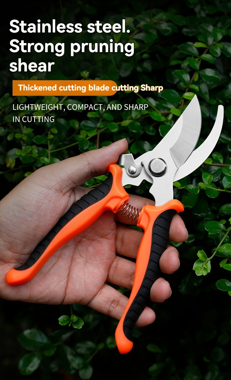 Gardening Scissors | Comfortable Grip, Spring-Assisted, Sharp and Non-Slip, Ideal for Pruning Branches and Flowers, Modern Stainless Steel Blades - ayq