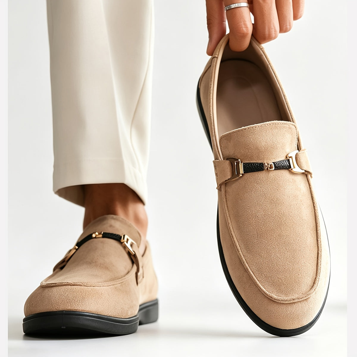 Men's Classic Slip-On Loafers with Comfortable Fabric Upper