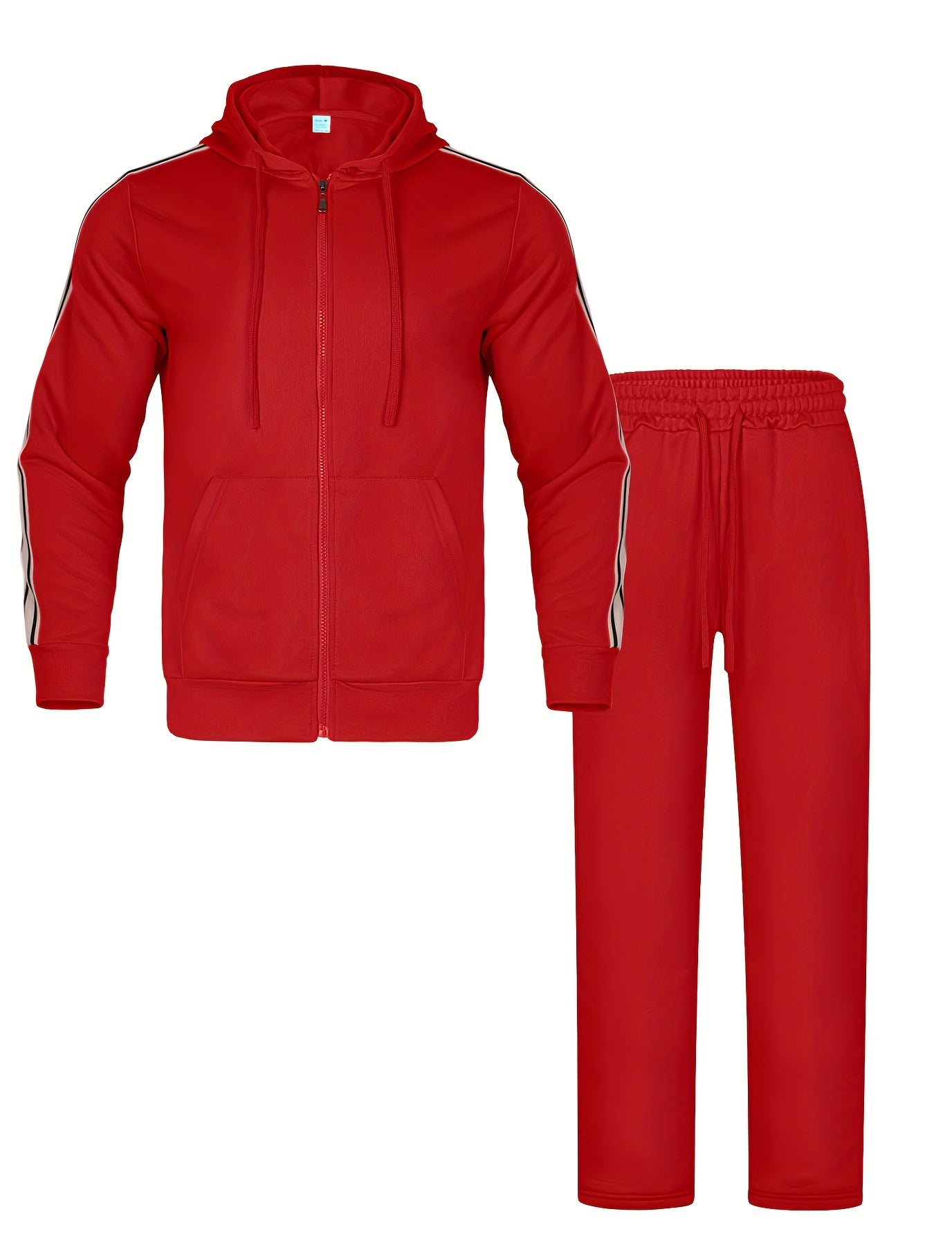 New Cross-Border Casual Sportswear Set of 2pcs, Hooded Zipper Cardigan Jacket Is Easy And Easy to Match, Side Striped Sweatpants Hide Meat And Show Long Legs, Daily Commute, Full of Comfort, Black Main Tone + Side Stripes