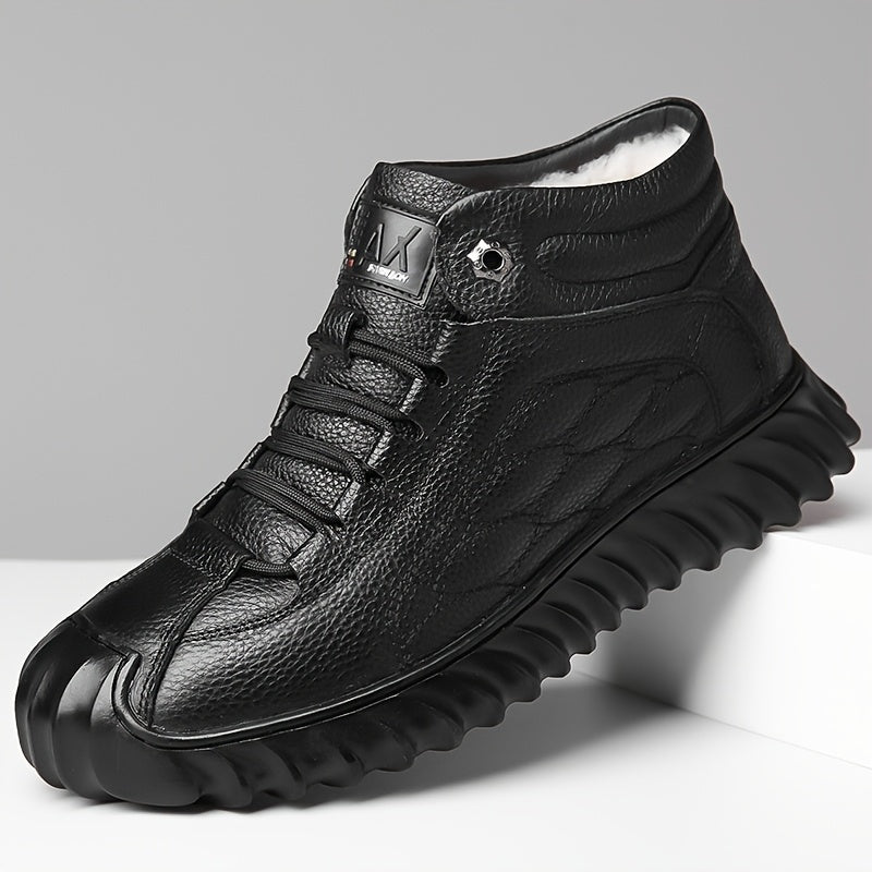 Men's Fleece-Lined Waterproof Ankle Boots for Winter Casual Wear