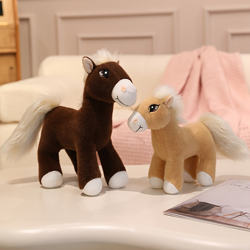 Simulation Horse Plush Toys 20cm/7.87" Soft Stuffed Plush Animal Toy Education Prop Toys for Students Home Room Sofa Decorations