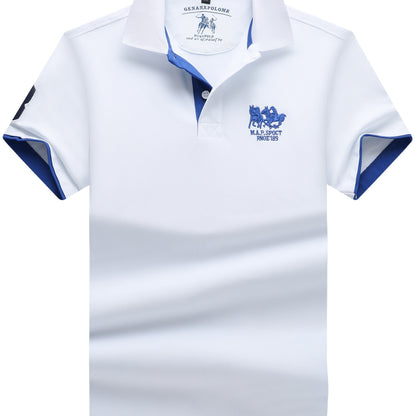 Men'S Short-Sleeve Polo Shirt with 95% And Embroidered Design - ayq