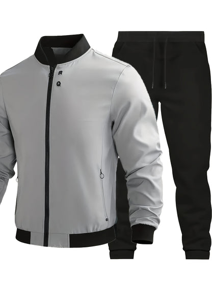 Star Blossom Men's Casual Sports Baseball Suit Pants Two-piece Set with Jacket and Trousers