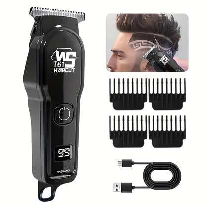 1 Men's Wireless Hair Clipper & Beard Trimmer with LCD Display, Professional USB Rechargeable Grooming Kit - Durble and Portatile for Father' Day/Birthday or Holiday Presents - ayq