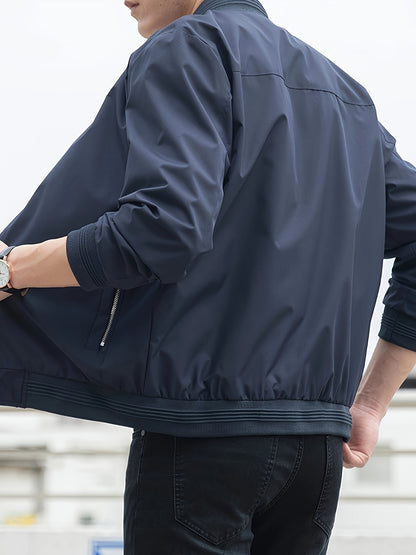 Men's Solid Color Business Jacket, Casual Stylish Outdoor Coat As Gift