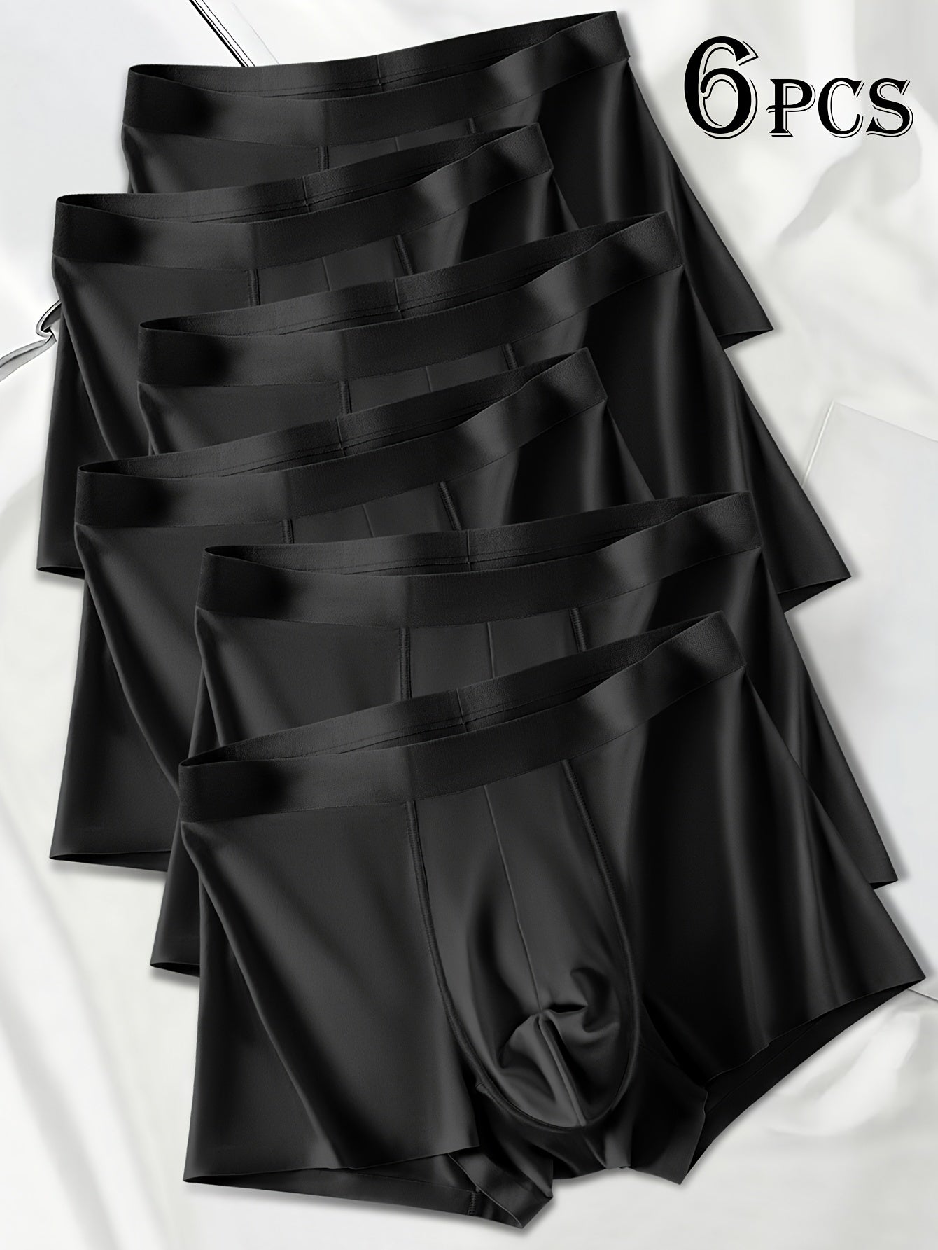 6-Pack Men's Black Ice Silky Fiber Boxer Briefs - High Stretch Comfort