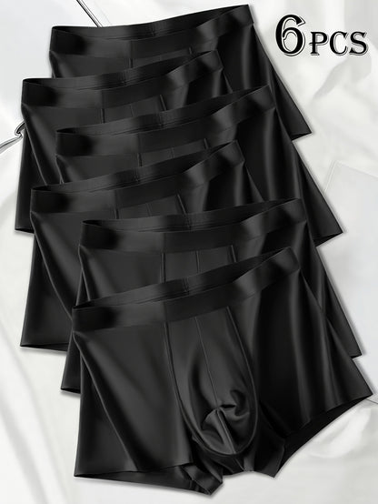 6-Pack Men's Black Ice Silky Fiber Boxer Briefs - High Stretch Comfort