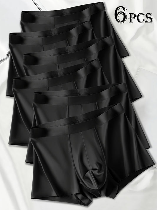 6-Pack Men's Black Ice Silky Fiber Boxer Briefs - High Stretch Comfort
