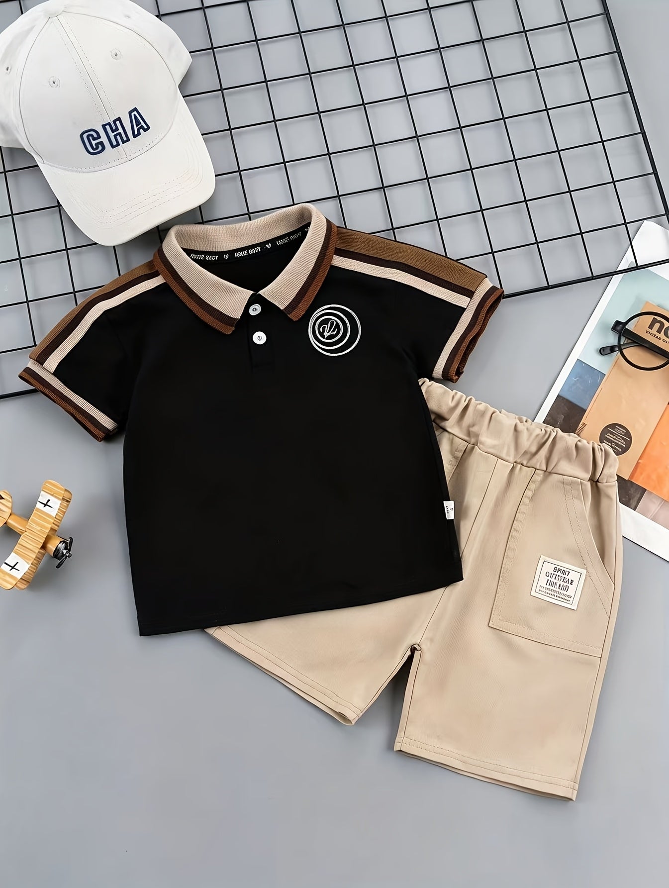 Boys' Summer Cotton Blend T-Shirt & Shorts Set, Casual Style