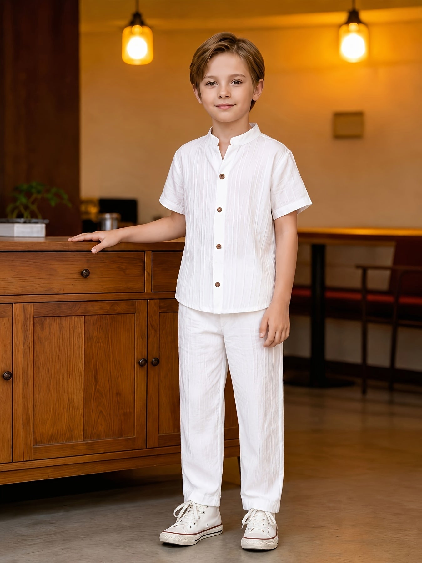 Boys' Vintage Chinese-Style Summer Set with Breathable Fabric