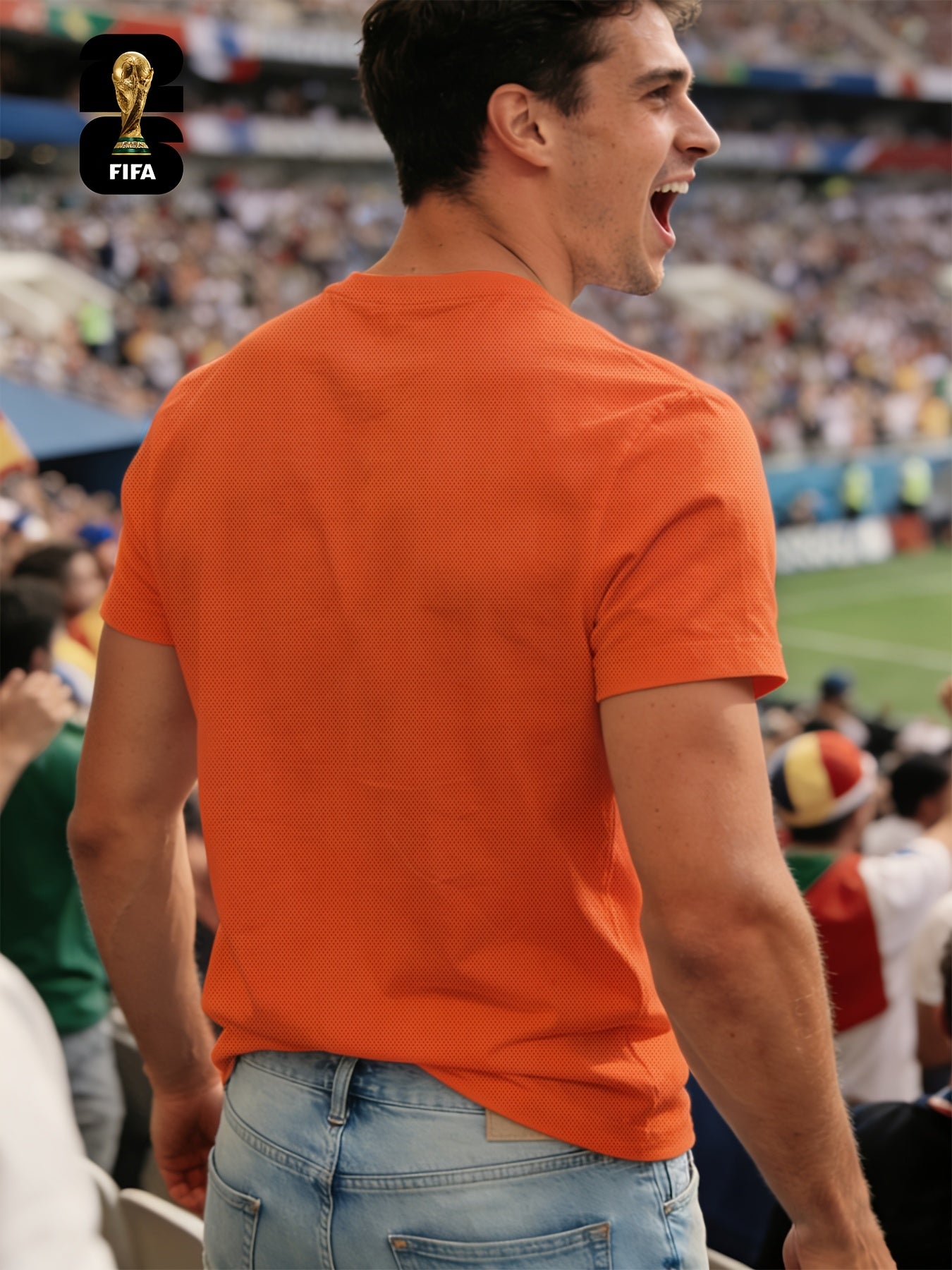 Men's Breathable Summer T-Shirt with FIFA World Cup Print