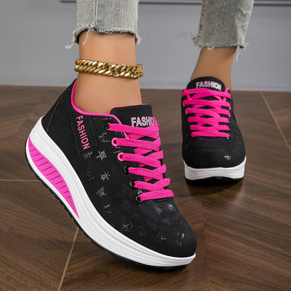 Women's Fashion Sneakers - Low-Top Lace-Up Casual Shoes with Synthetic Cover Upper, Breathable Fabric Lining  MD Cushioned Sole for All-Day Comfort - All-Season Versatile Wear, Everyday Comfort Footwear, Sleek Shoe Design, S