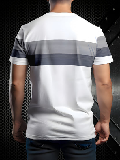 Men's Casual Breathable T-Shirt - Moisture-Wicking Polyester Fabric, Regular Fit Round Neck, Machine Washable Solid Color Tee for Outdoor  Casual Attire