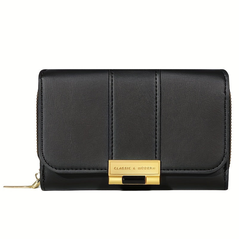 Women's Vintage PU Wallet - Long Wallet with Snap Closure & Zipper Coin Pocket, Credit Card Holder & Coin Purse, Nylon & Oil-Tanned for Everyday Use, Travel, - Women's Money Holder