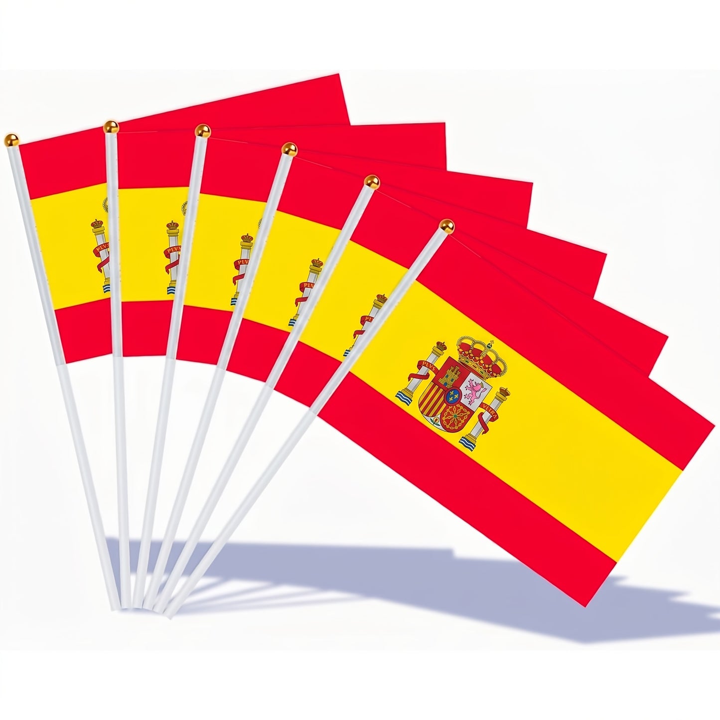 Spanish Handheld Flags 6 or 12-Pack for Sports & Party Decor